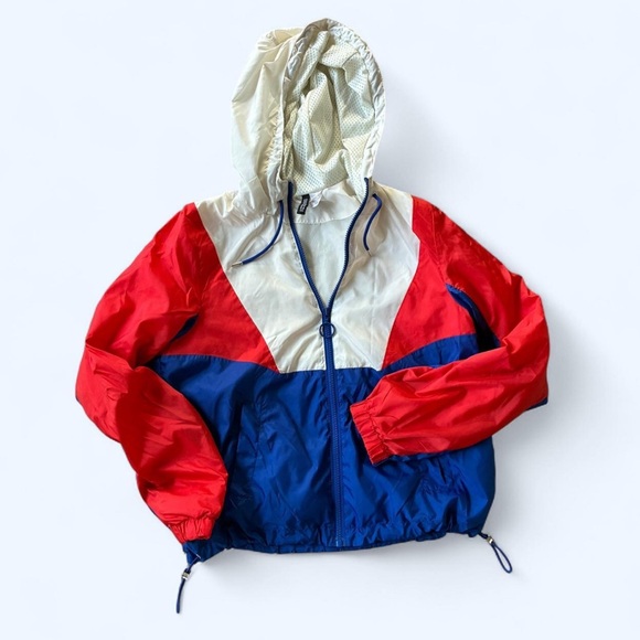 Retro 80s style colorblocked windbreaker jacket sporty athletic size x small - Picture 1 of 5